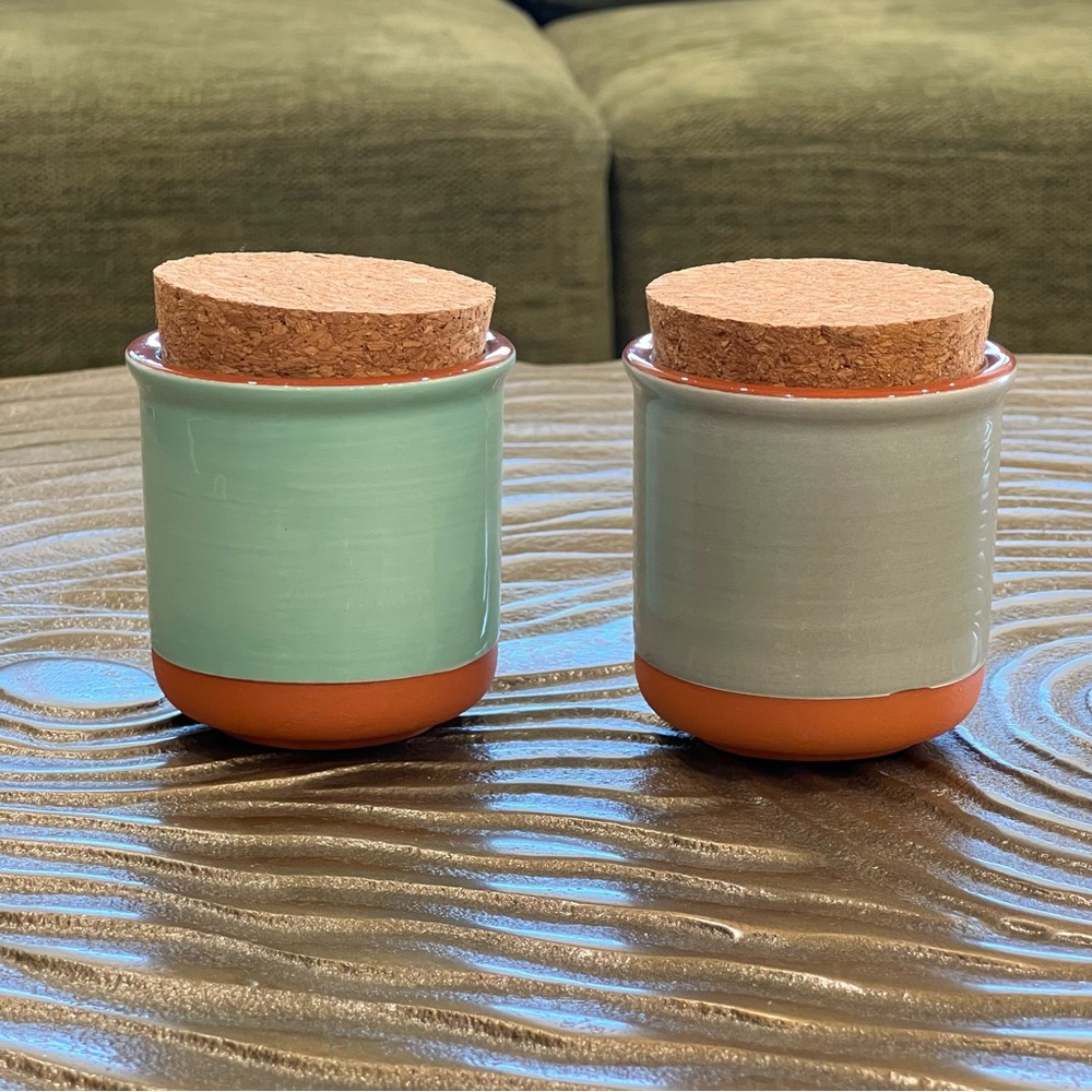 Set of Jamie Oliver Terracotta Spice Jars With Cork Lids